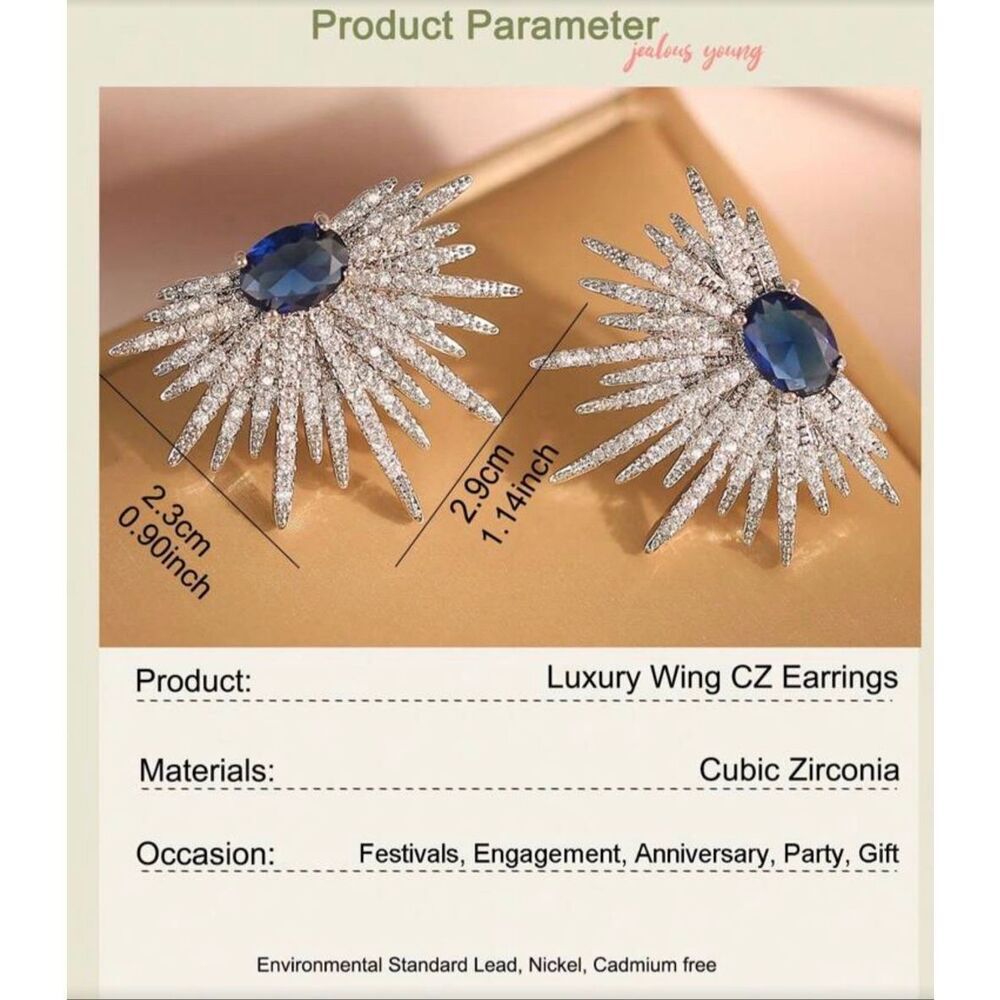 Sapphire Starburst Earrings - Picture 5 of 7